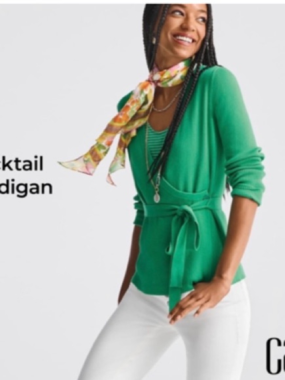 CAbi Emerald Green Tie-Waist Cardigan